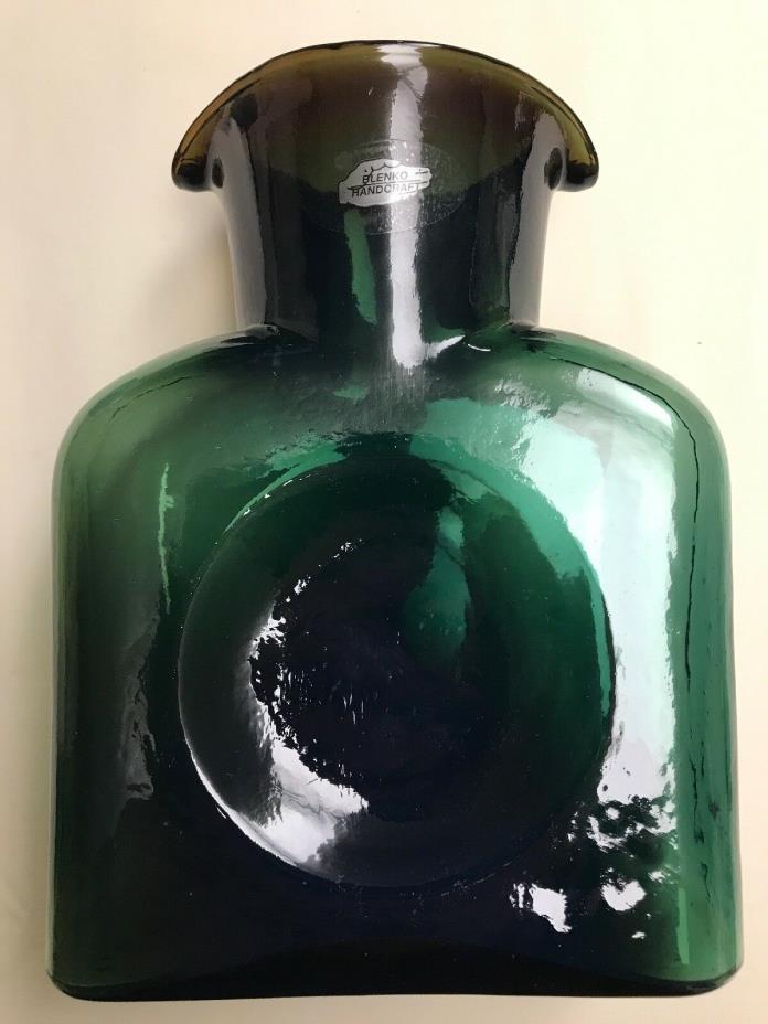 Blenko Water Bottle Experimental Green Color w/Sticker 384