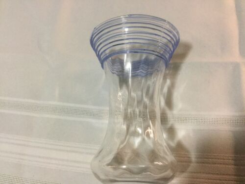 6 Inch Steuben Vase Clear Blue Thread
