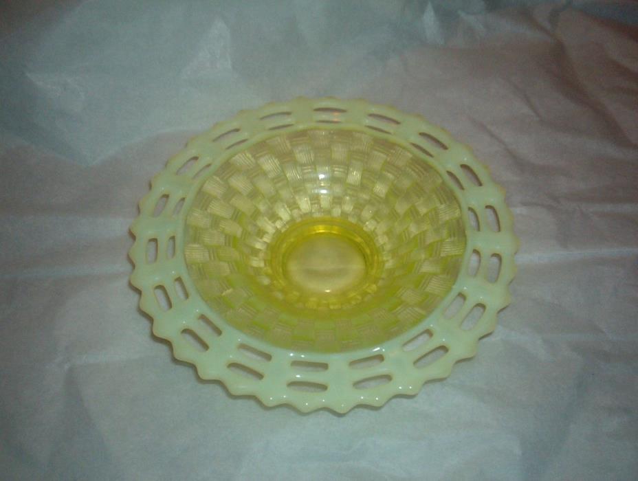VINTAGE **FENTON TOPAZ** BASKET WEAVE** LACE BOWL**