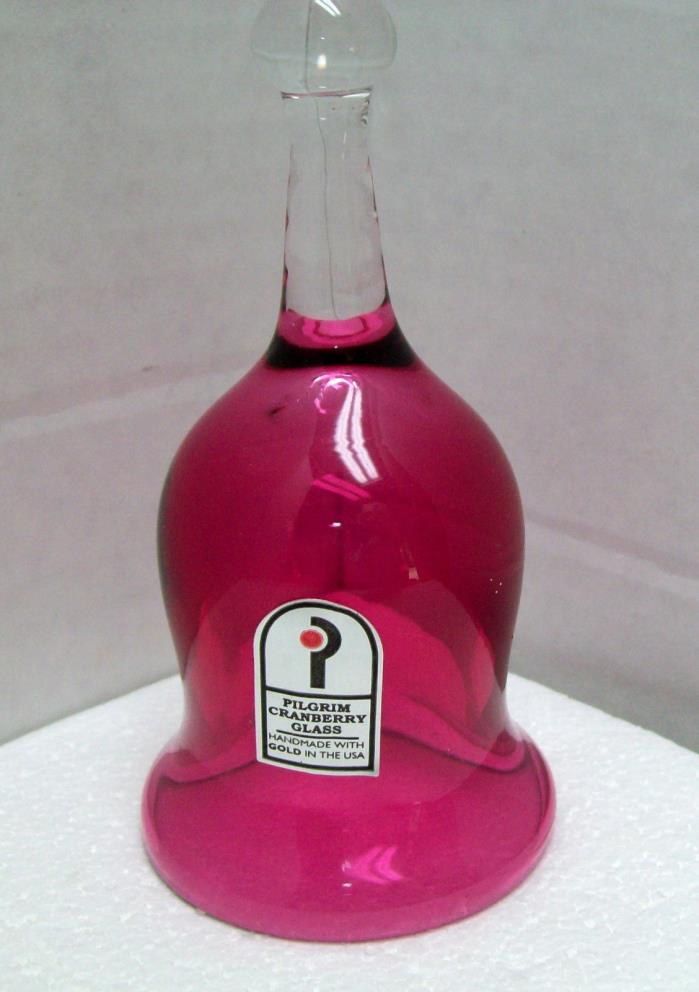 Vintage PILGRIM Cranberry Glass Bell 5