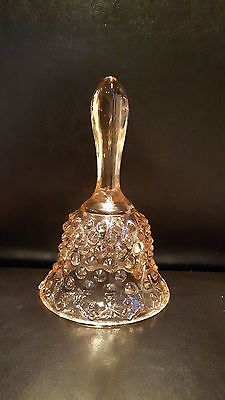 vintage pink Depression glass hobnail bell Fenton ~ see details!