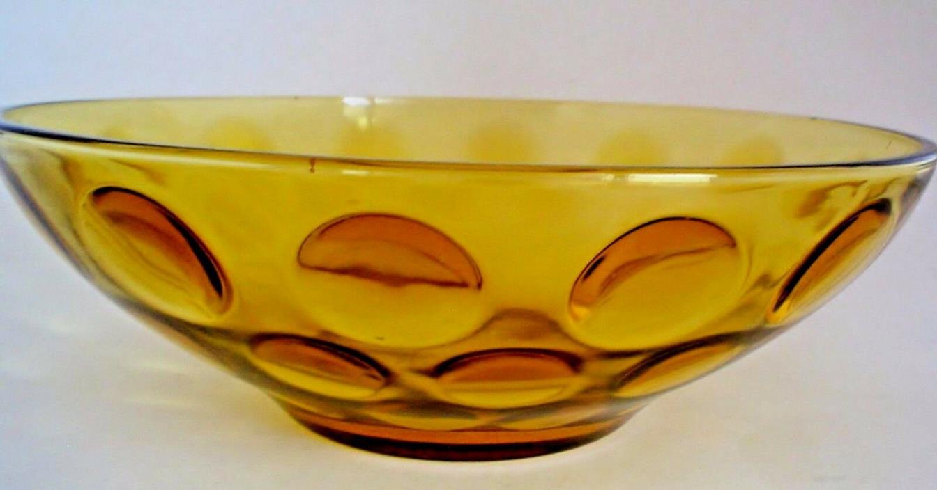 Lovely Vintage coin press Amber Glass Centerpiece bowl 9
