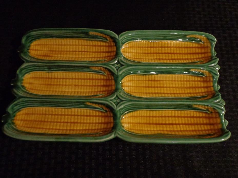 Vintage Bordalo Pinheiro Majolica Corn on the Cob 3D Ceramic Plate (Portugal)