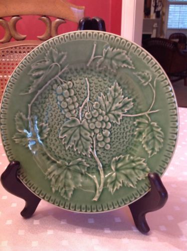 Set Of 6 Bordallo Pinheiro Grapes & Vines Green Salad Plates 7 3/4