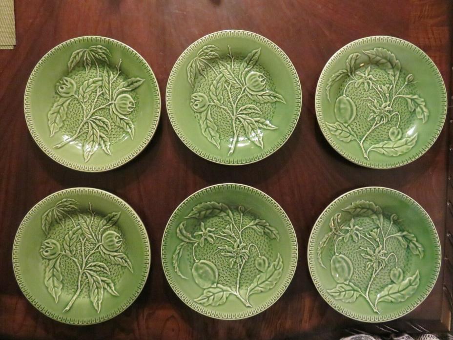 Bordallo Pinheiro FRUIT dessert/salad plates set of 3 peach and 3 fig RARE