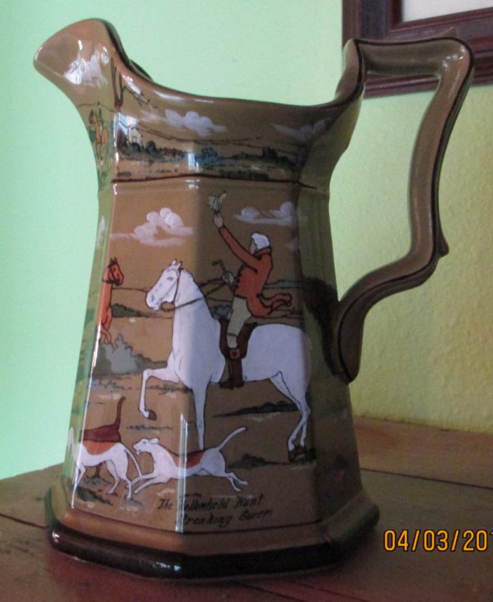 Antique Buffalo Pottery Pitcher 'The Fallowfield Hunt' 1908 Signed