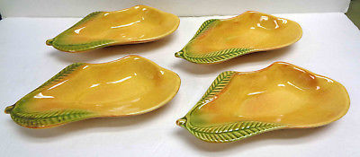 Four Vintage California Pottery No. 252 Pear Shaped Snack Tray Insert Dishes!