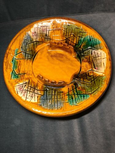 Vintage Califorina USA Pottery Lg Table Ashtray Mid Century Modern Earth tones
