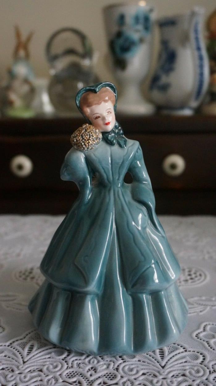 VINTAGE California Florence Ceramics Irene Figurine With Green Dress, U. S. A