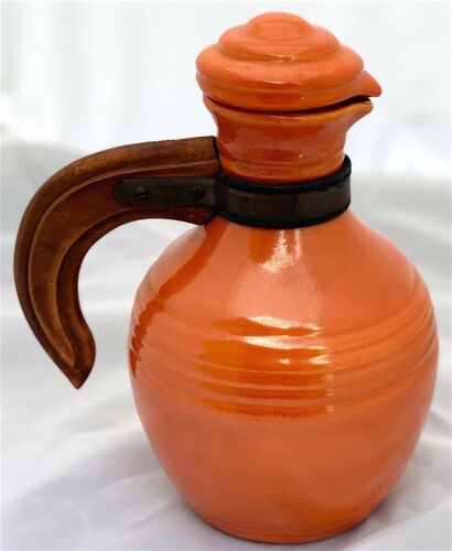 Antique Pacific Pottery Orange Carafe With Lid #438