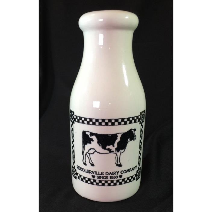 Cow & Checkerboard Country Milk Bottle Jug, Crock Shop Santa Ana, Black & White