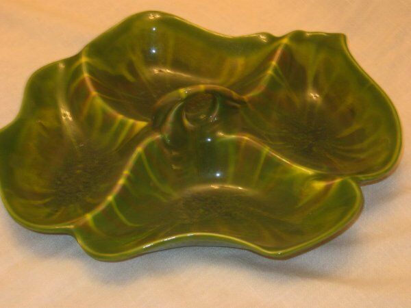 Vtg. Mid Century 1960s California Originals Green Art Pottery Serving Tray Dish