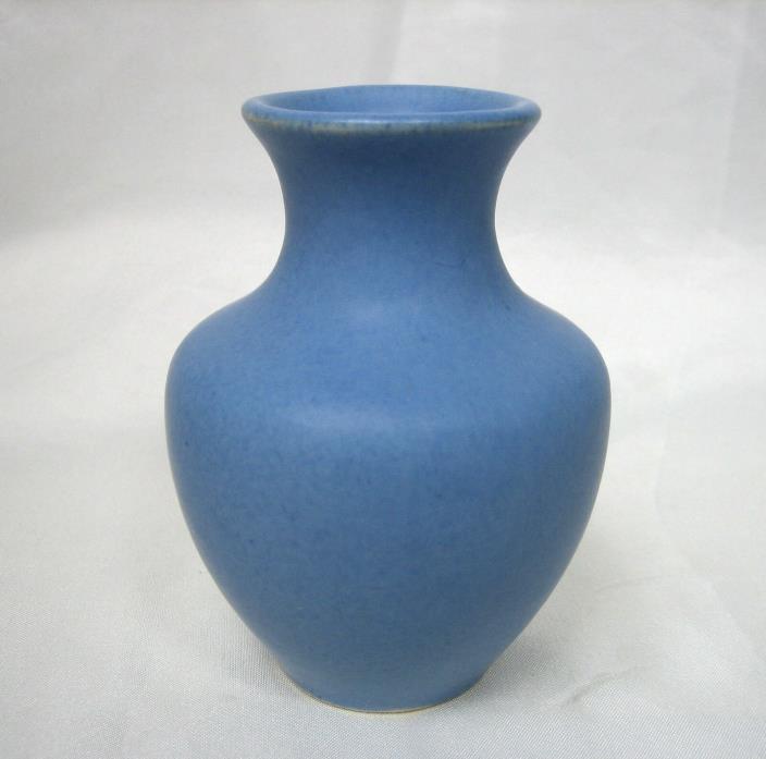 Camark Pottery Arts and Crafts Matte Blue Vase with Impressed Mark