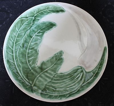 Portugal Pottery Plate Green and White Vegetable, Turnip Carrot Vintage