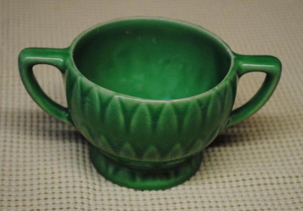 COORS COORADO POTTERY GREEN BOWL WITH HANDLES MADE N THE USA