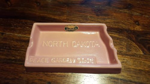 North Dakota Peace Garden State Rosemeade Pink Ashtray