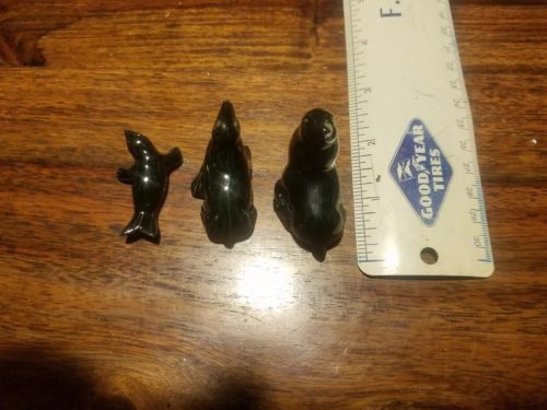 Rosemeade Pottery Figurines. 3 Black Seals