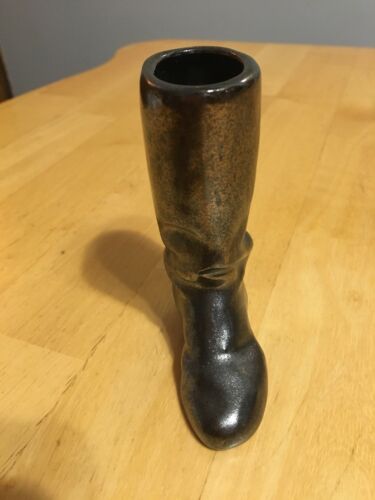 ROSEMEADE North Dakota Pottery 4” Metallic Bronze Ranger Boot
