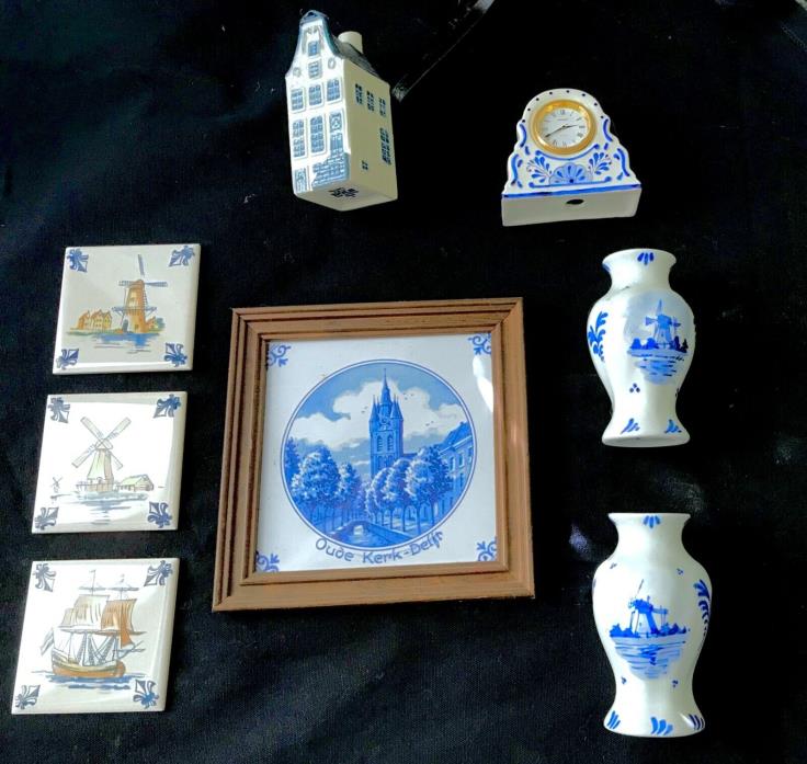 Delftware souvenirs from Holland.  8 assorted small pieces.  $30 for all.