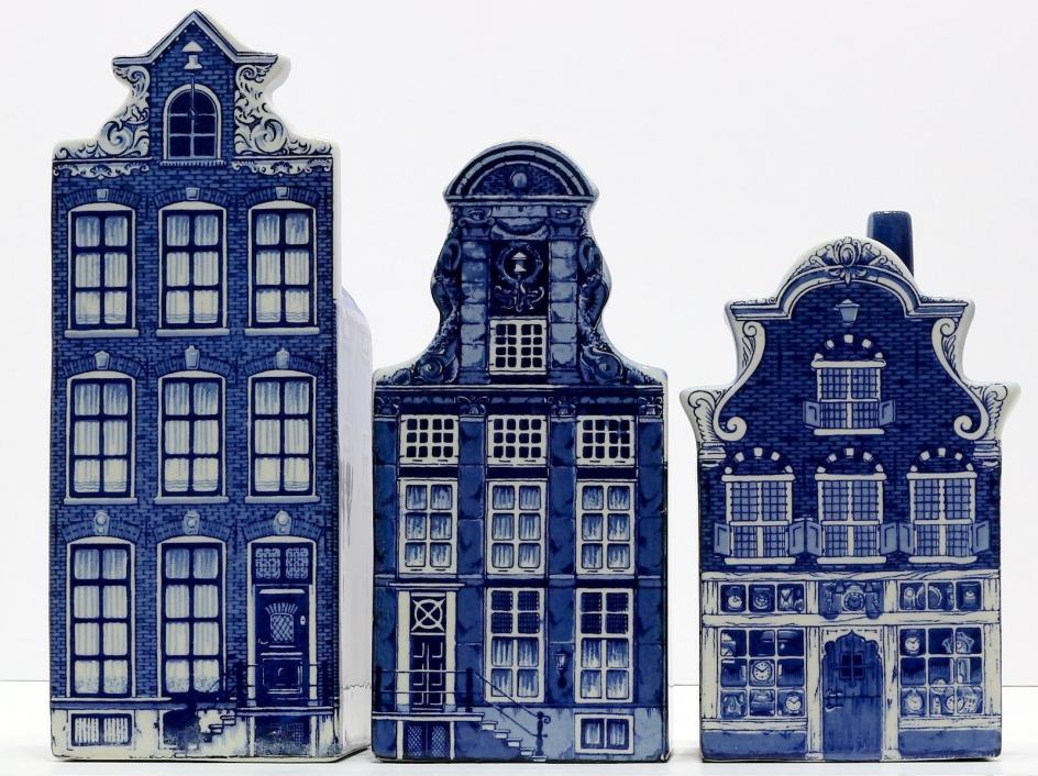 3 Delfts Blauw Houses Blue White Canal Amsterdam Holland Hand Painted