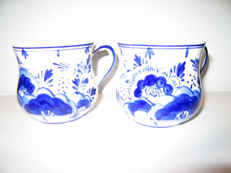 Pair of Vintage JOA Handpainted Delft Mugs