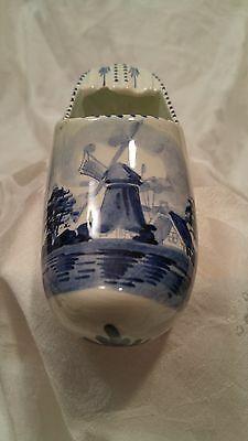 Delft Holland Hand Painted Blue & White Windmill Pottery Shoe Ashtray