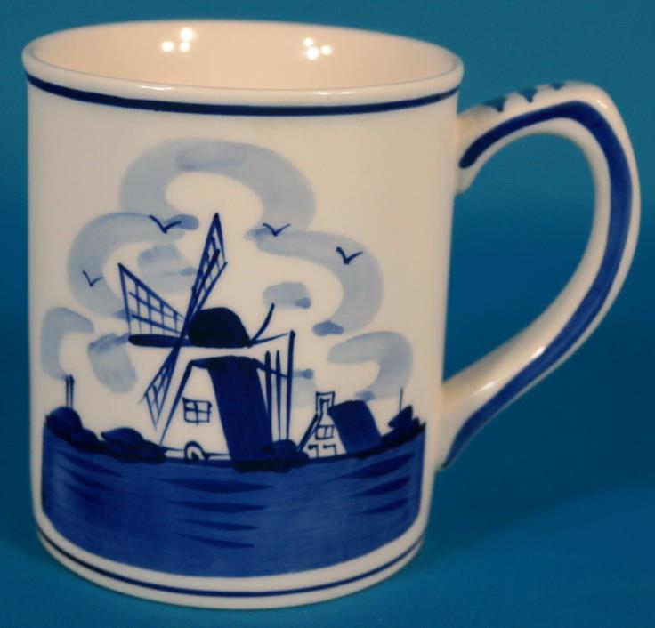 Vintage Delft Blue Windmill Handpainted Mug Holland