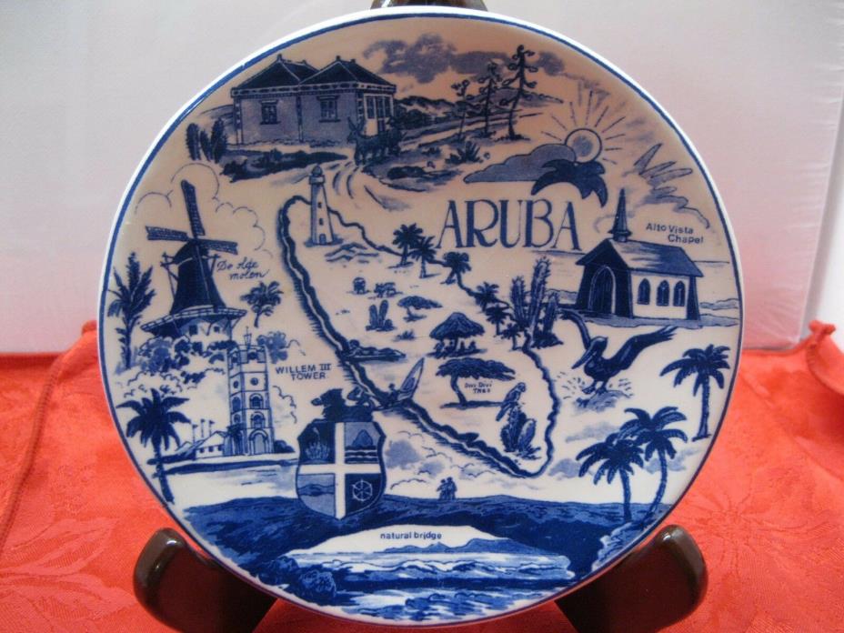 Vintage AGRO Delfts Blauw Holland #1022 Aruba Collectors Plate 6 1/8