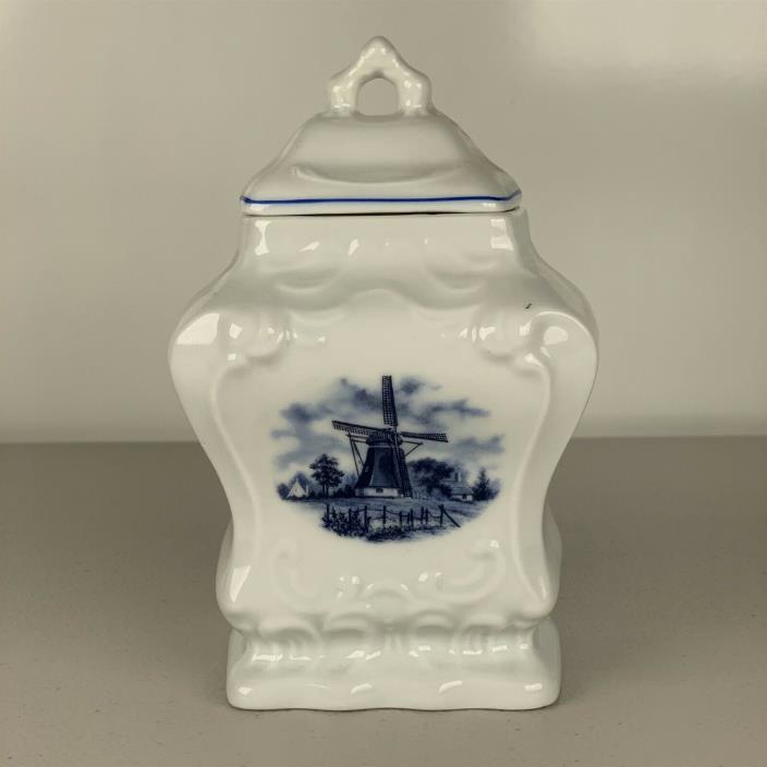Delft Blue Ceramic Coffee Canister Holland Hand Painted