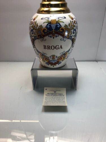 DELFT POLYCHROME Old Virginia Jar Co Broga    Jar With Lid 9”