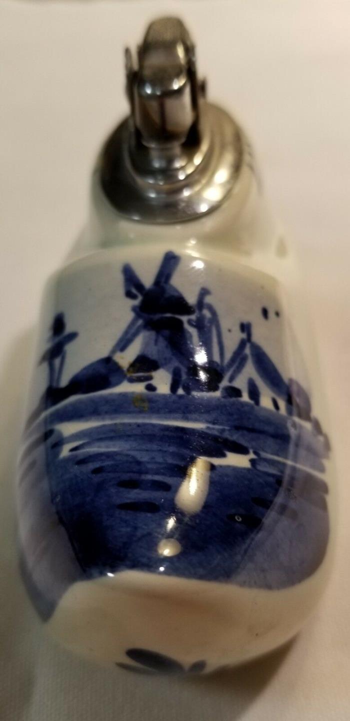 Vintage Delft Blue & White Clog/Shoe Table Cigarette Lighter