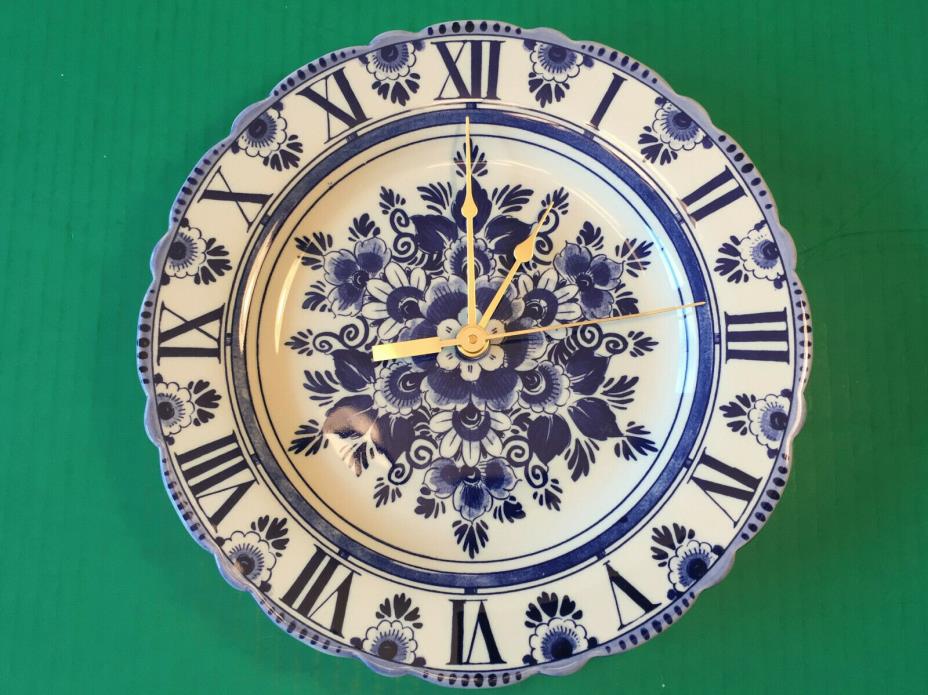 VINTAGE Delft Holland Plate Wall Clock BRAND NEW QUARTZ BATTERY MOVEMENT 10 IN A