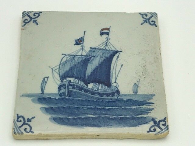 Vintage, Delft Trivet - Sailboat