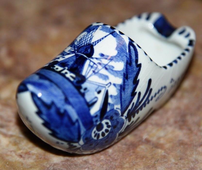 Vintage DELFTS Hand Painted Porcelain Holland Shoe:2-Rest Ashtray,Dutch Windmill