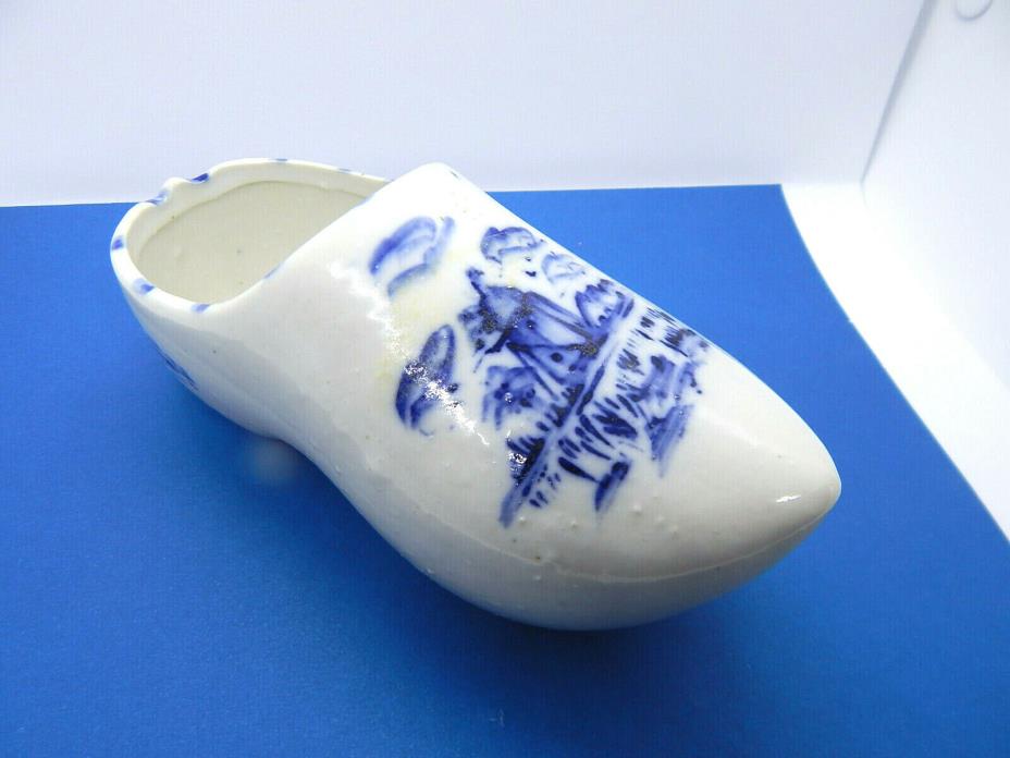 Vintage Delft Ceramic Shoe Windmill Dutch Blue and White