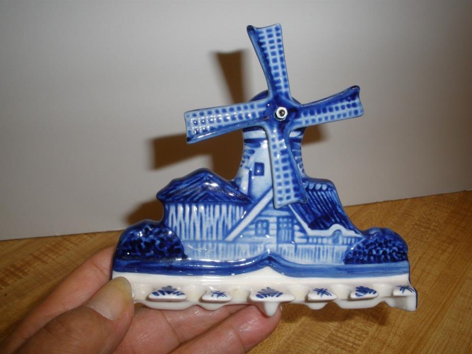 Vintage Delft Blue Spoon Holder Rack, Hand Painted