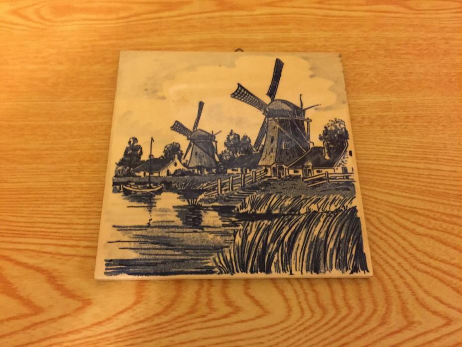 Vintage Delft Tile Hand Painted 2 Windmill