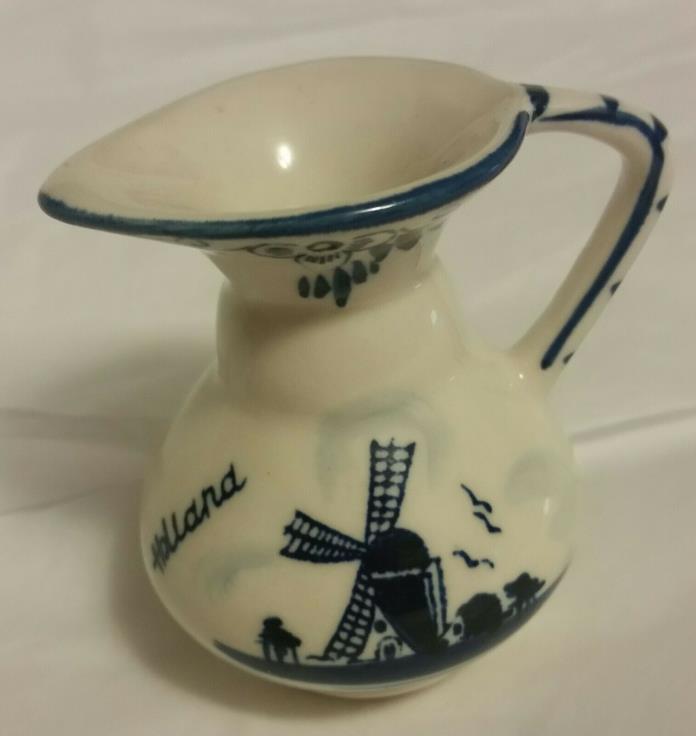 ~ Hand-Painted (DELFT BLUE) Mini Porcelain Creamer Pitcher from Holland ~