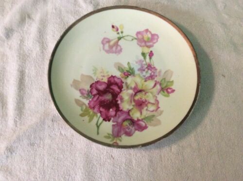Vintage Three Crown China Hand Painted Flower Plate, Germany,