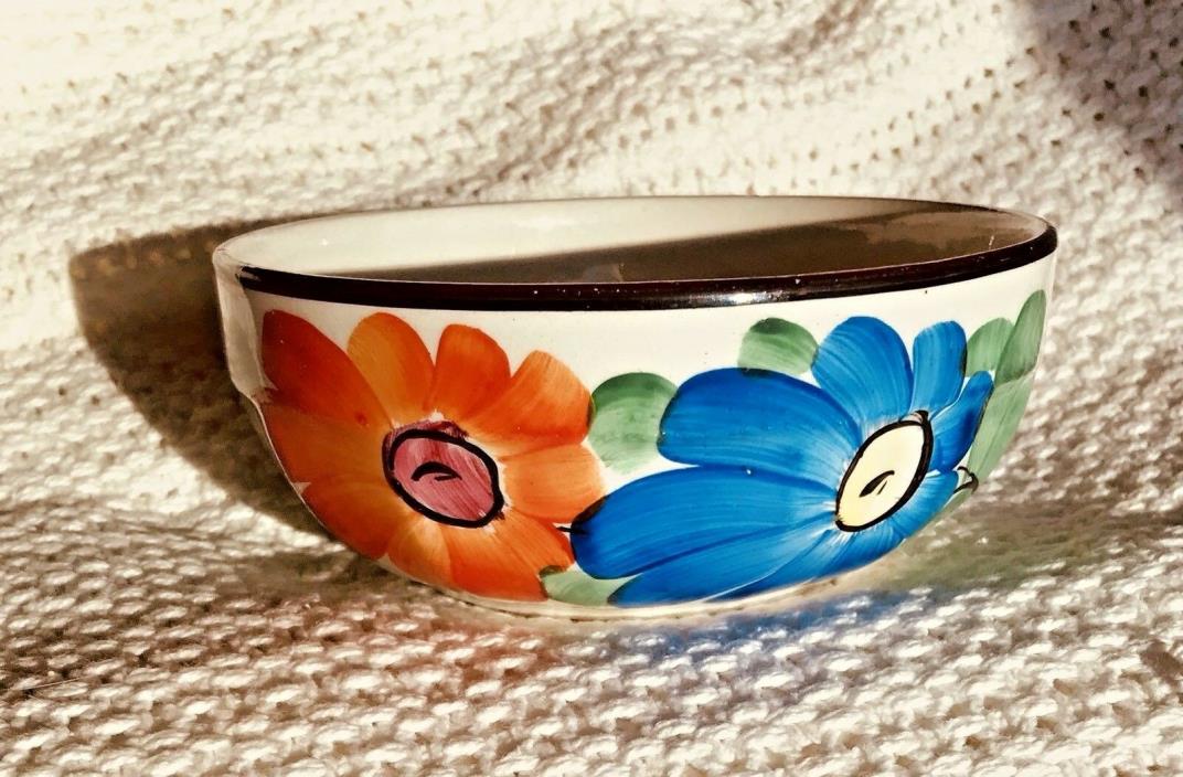 Vintage Czech Hand Painted Ditmar Urbach Floral Art Deco Cereal Dessert Bowl