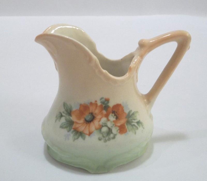 Vintage 1930's Czech Creamer Pitcher Beautiful Floral Red Poppies 4