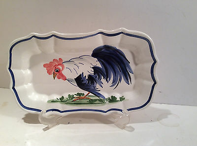Vintage Zanolli Rooster Hand Painted Plate-Tray Made In italy 12