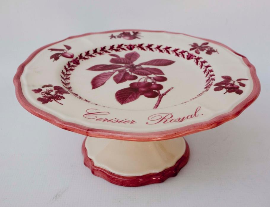 Rare Vtg.Italian Ceramic Co. Red Original Fruits Cake Stand Plate,Italy 11