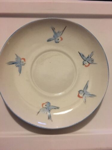 Vintage Union K Made In Czechoslovakia Saucer Bluebird Blue Bird Swallow So Cute