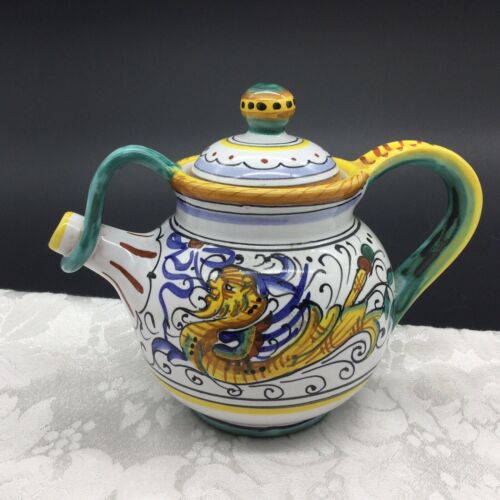 Deruta Italy Ceramic Pottery Raffaellesco Oil Jug Pot