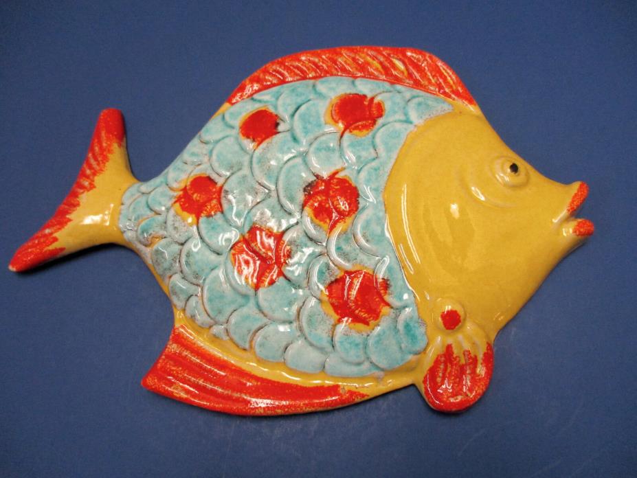 Vintage Italy Mid-Century Terracotta Fish Wall Plaque Hanging 11