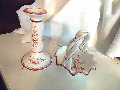 HANDPAINTED TWISTED HANDLE BASKET & CANDLE HOLDER BY J WILLFRED/DIV OF A  SADEK