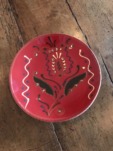 Robesonia Redware Pottery Red Plate 8 1/2”. Signed and Dated 2012.
