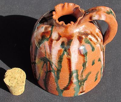 Terra Cotta Color Crimped Handle Pottery Cork Jug Marsha Clark Summerville SC 95