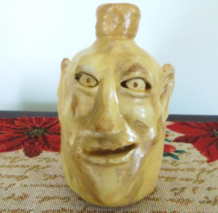 Southern Pottery Face Jug -  signed - Decorative Folk Art